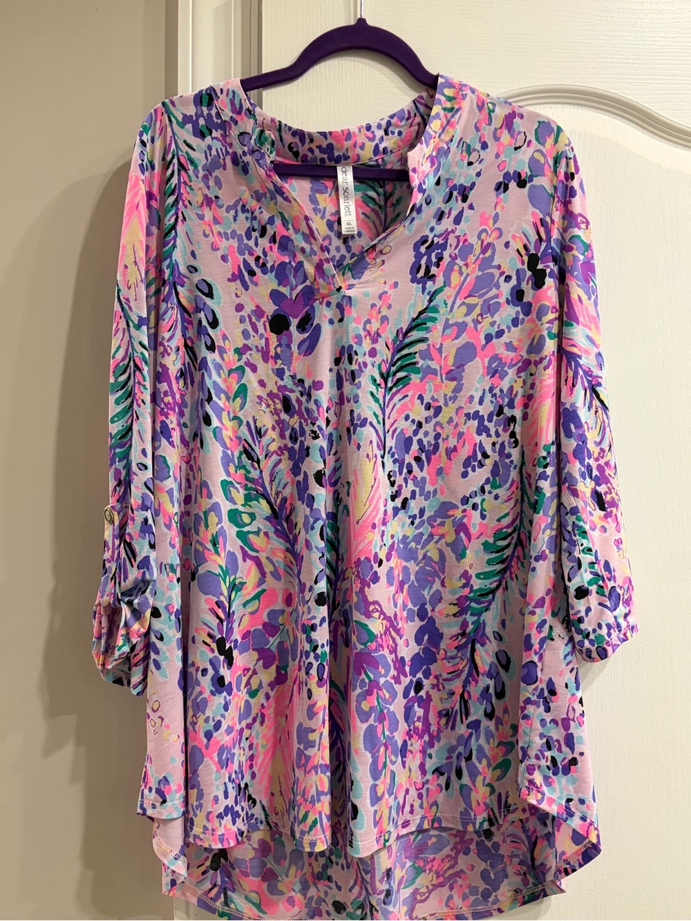 Lightweight Lavender Floral V-Neck Blouse
